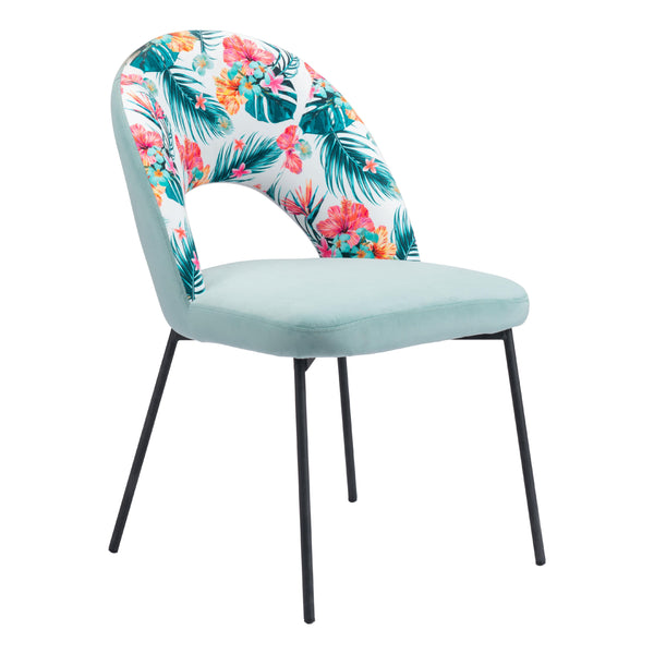  Zuo Bethpage 109367 Dining Chair - Multicolor Print & Green IMAGE 1