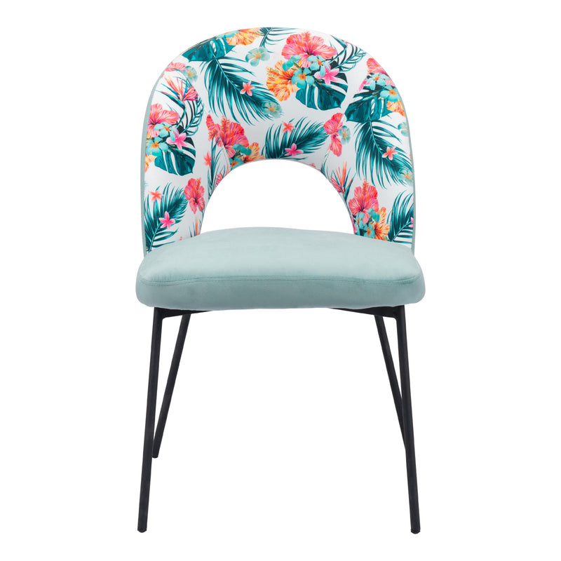  Zuo Bethpage 109367 Dining Chair - Multicolor Print & Green IMAGE 3