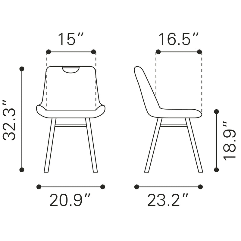  Zuo Tyler 109331 Dining Chair - Brown IMAGE 9