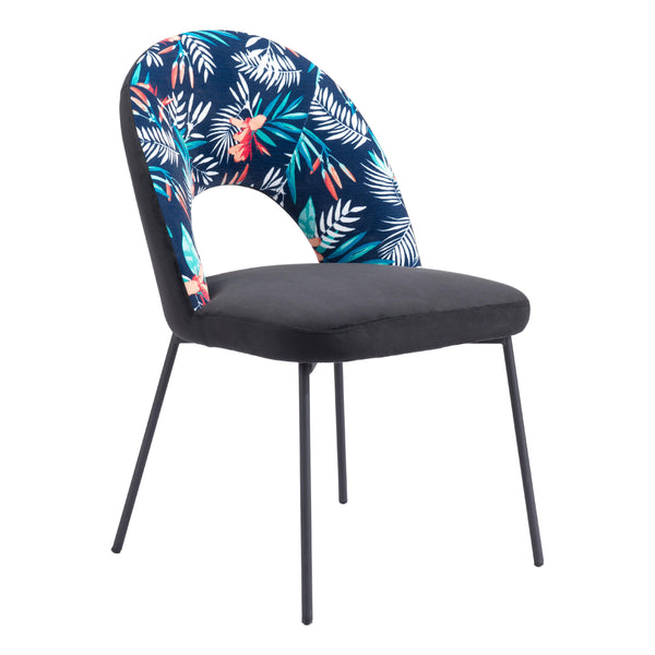  Zuo Merion 109366 Dining Chair - Multicolor Print & Black IMAGE 1