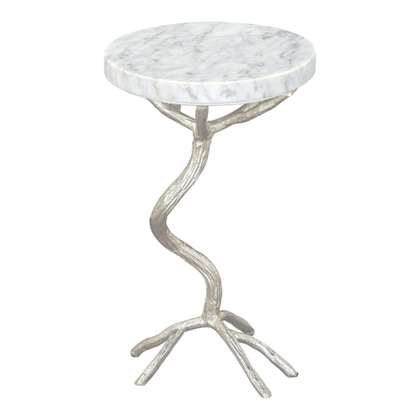  Zuo Joel 109560 Side Table - White & Silver IMAGE 1