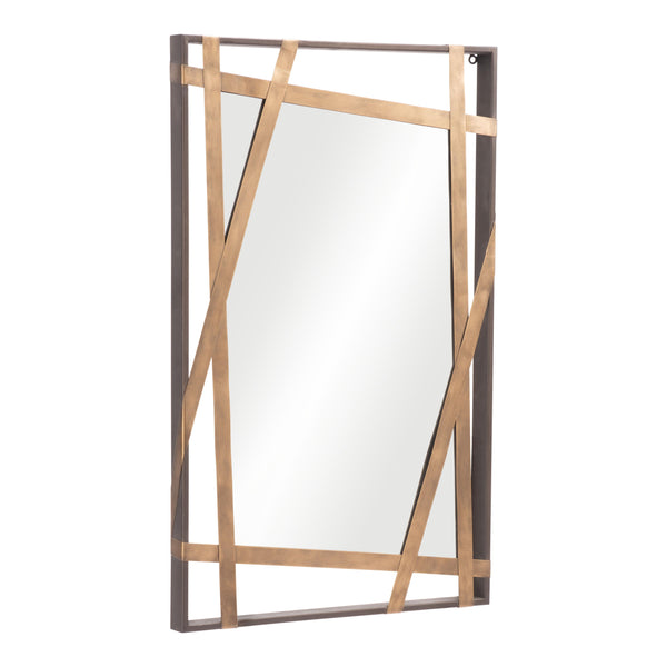  Zuo Tolix A12255 Mirror - Antique Gold & Black IMAGE 1