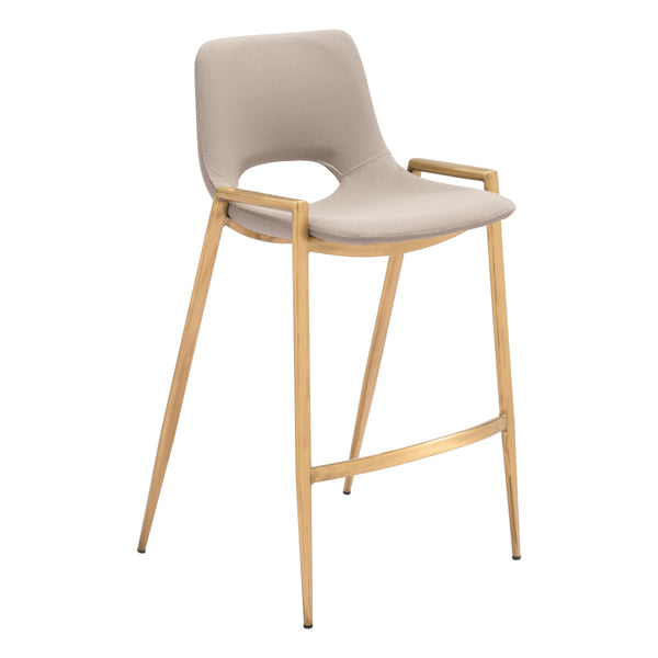  Zuo Desi 109733 Counter Stool - Beige & Gold IMAGE 1