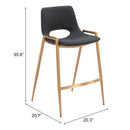  Zuo Desi 109552 Counter Stool - Black & Gold IMAGE 10