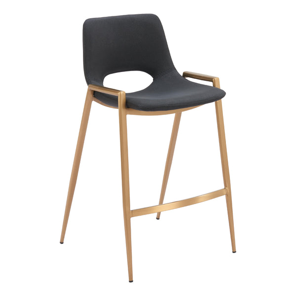  Zuo Desi 109552 Counter Stool - Black & Gold IMAGE 1