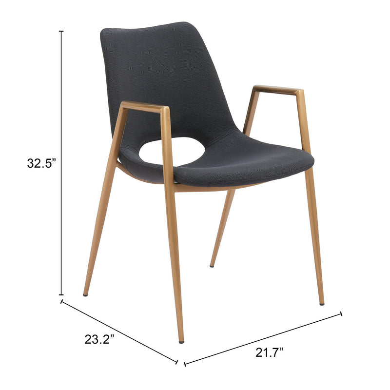  Zuo Desi 109549 Dining Chair - Black & Gold IMAGE 10