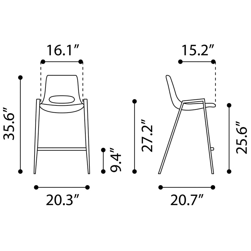  Zuo Desi 109732 Counter Stool - Brown & Walnut IMAGE 9