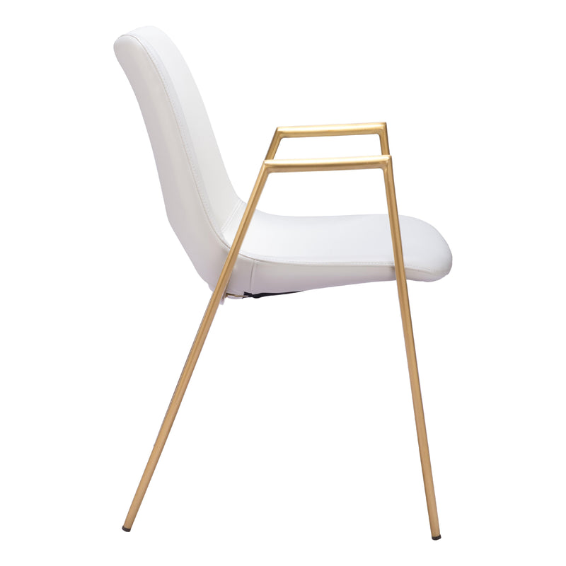  Zuo Desi 109550 Dining Chair - White & Gold IMAGE 2