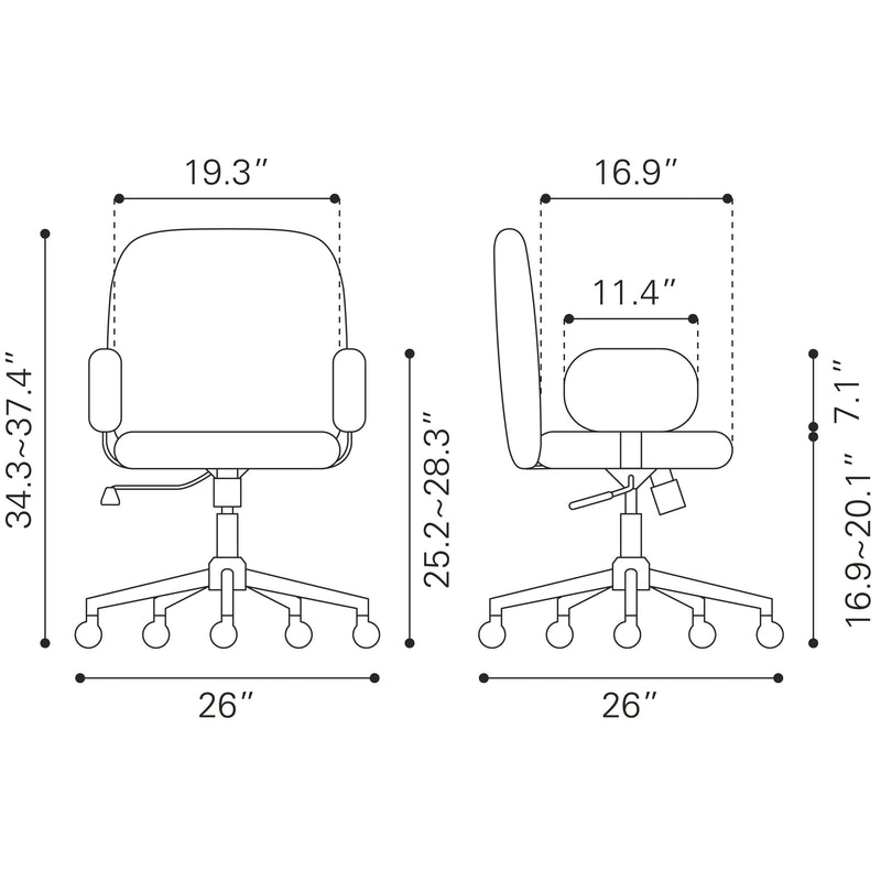  Zuo Lionel 109528 Office Chair - Beige IMAGE 11