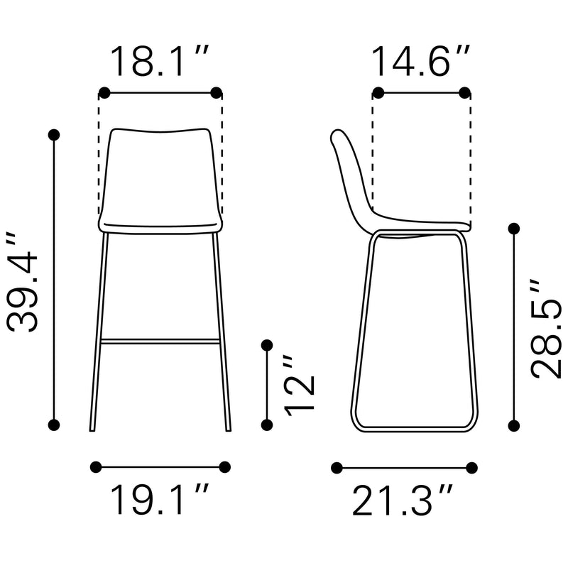  Zuo Smart 109682 Barstool - Burnt Orange IMAGE 9