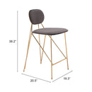  Zuo Georges 109662 Counter Stool - Grey & Gold IMAGE 8