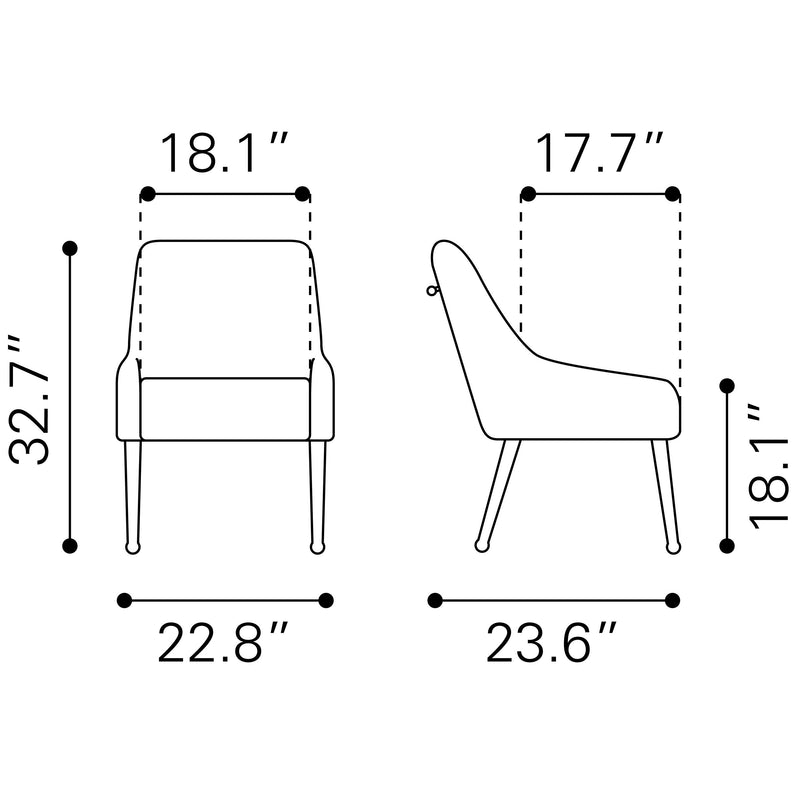  Zuo Maxine 109715 Dining Chair - Navy Blue & Gold IMAGE 11