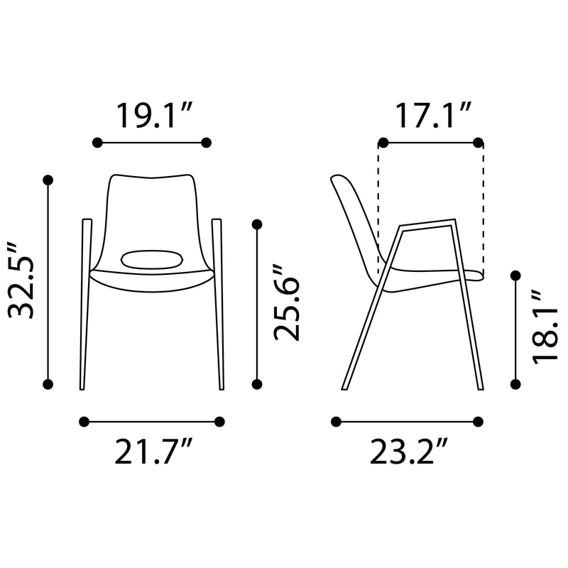  Zuo Desi 109730 Dining Chair - Brown & Walnut IMAGE 8