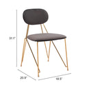  Zuo Georges 109661 Dining Chair - Grey & Gold IMAGE 10