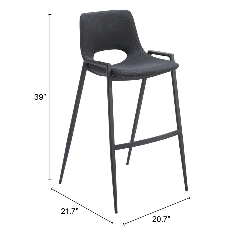  Zuo Desi 109540 Barstool - Black IMAGE 9