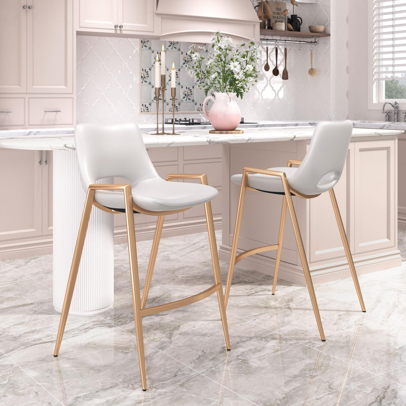  Zuo Desi 109553 Counter Stool - White & Gold IMAGE 7