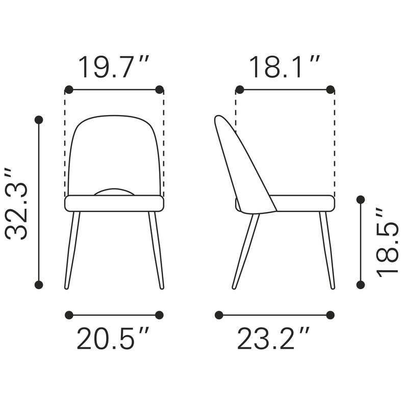  Zuo Teddy 109328 Dining Chair - Grey IMAGE 13