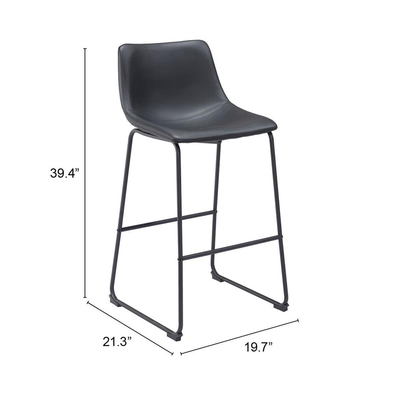  Zuo Smart 109650 Barstool - Black IMAGE 11