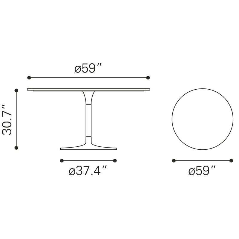  Zuo Star City 109452 Dining Table (60") - Grey & Silver IMAGE 9