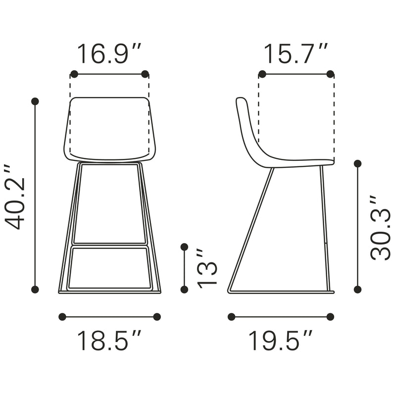  Zuo Adele 109502 Barstool - Orange & Gold IMAGE 10
