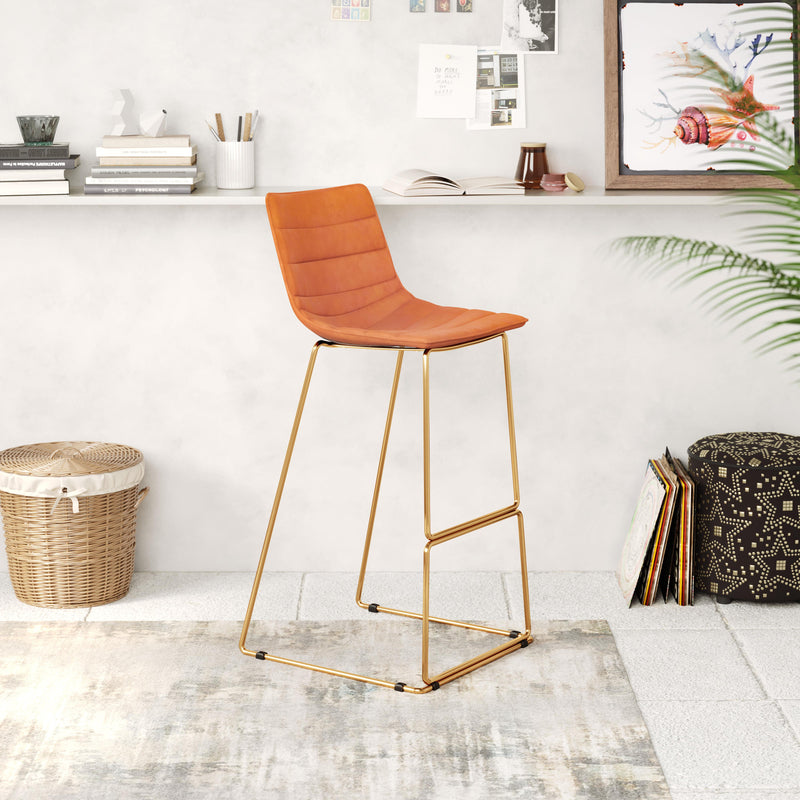 Zuo Adele 109502 Barstool - Orange & Gold IMAGE 9