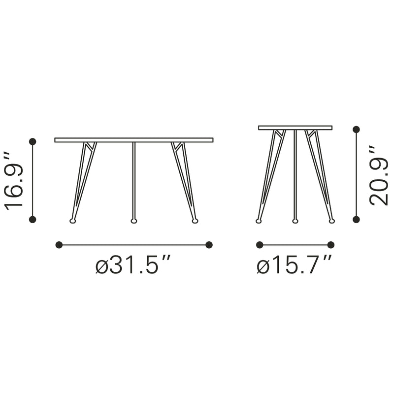  Zuo Kerris 109232 Coffee Table Set - Grey & Black IMAGE 11