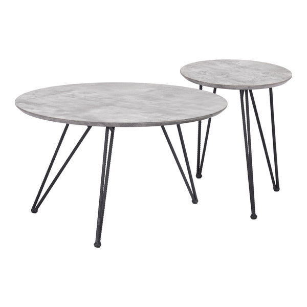  Zuo Kerris 109232 Coffee Table Set - Grey & Black IMAGE 1