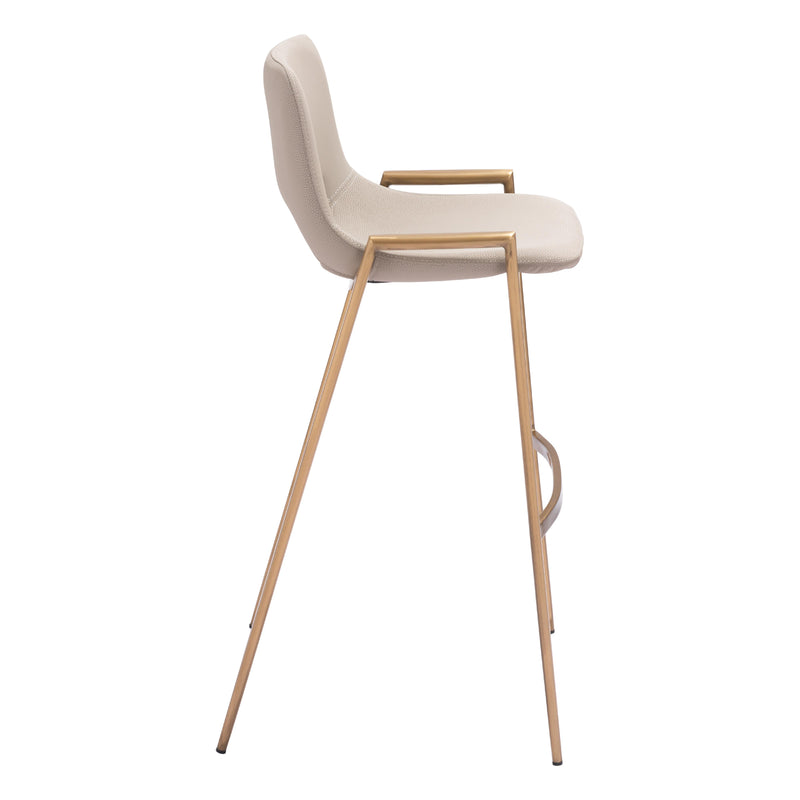  Zuo Desi 109735 Barstool - Beige & Gold IMAGE 2