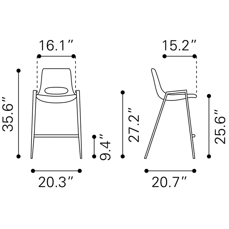  Zuo Desi 109538 Counter Stool - White IMAGE 9
