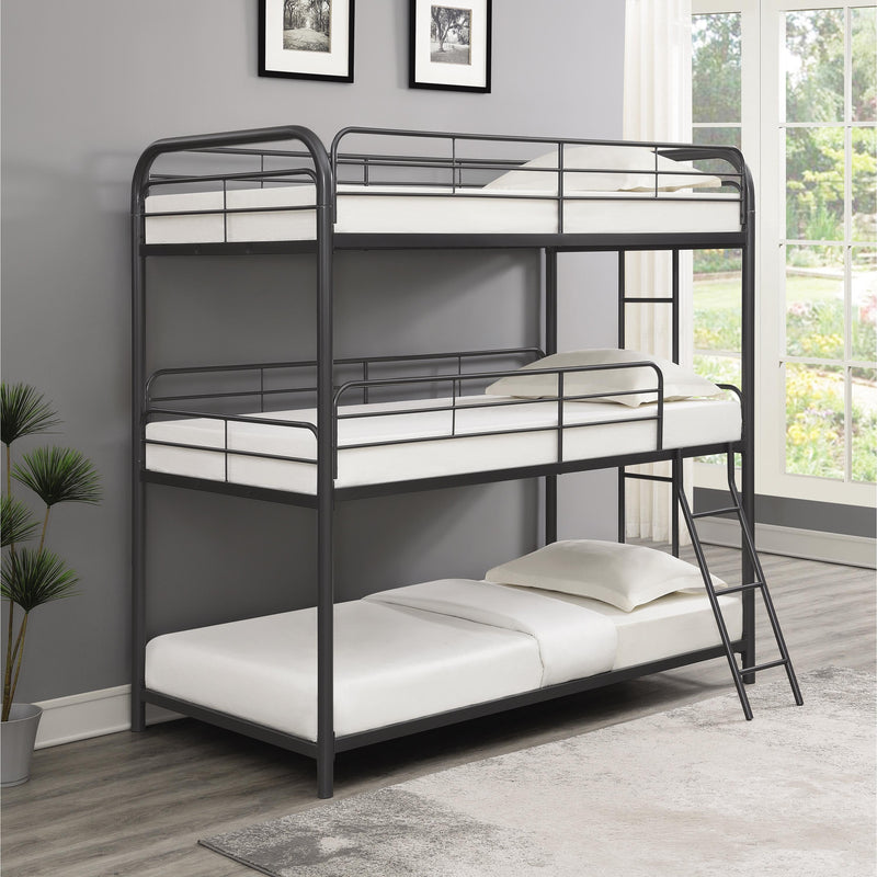 Coaster Furniture Garner 400777 Triple Bunk Bed With Ladder - Gunmetal IMAGE 2