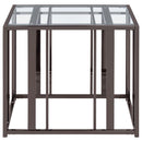 Coaster Furniture Adri 708357 Rectangular Glass Top Side End Table - Black Nickel IMAGE 3