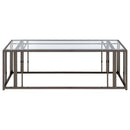  Coaster Furniture Adri 708358 Rectangular Glass Top Coffee Table - Black Nickel IMAGE 3