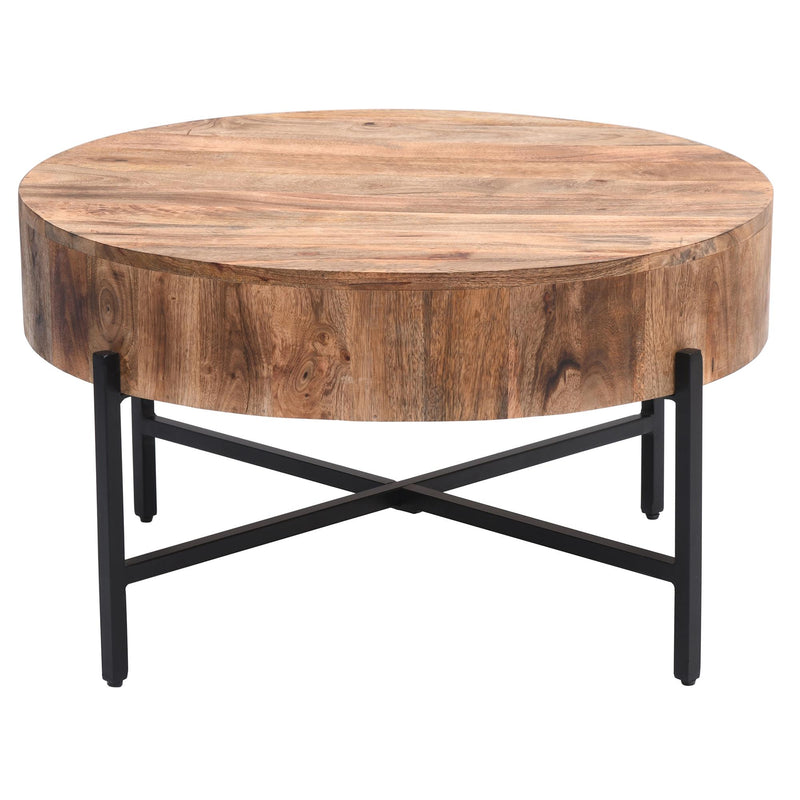 !nspire Blox 301-528NAT Round Coffee Table - Natural and Black IMAGE 4