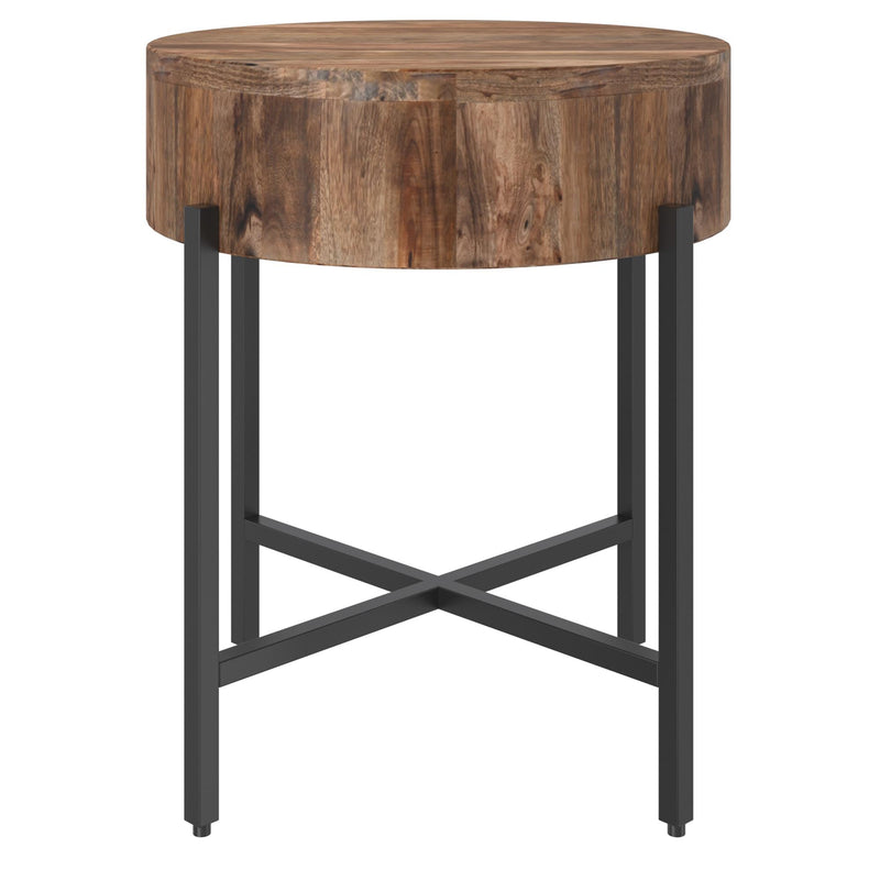 !nspire Blox 501-528NAT Round Accent Table - Natural and Black IMAGE 4