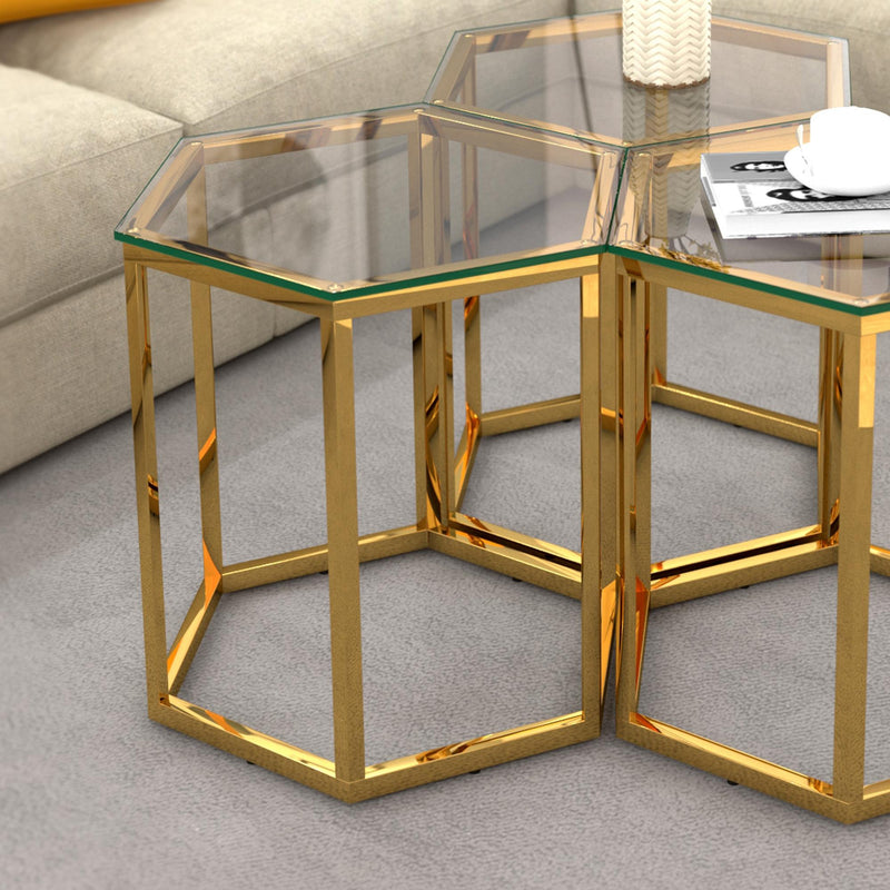 !nspire Fleur 501-635GL Accent Table - Gold IMAGE 2