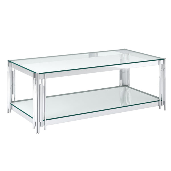 !nspire Estrel 301-630CH Rectangular Coffee Table - Silver IMAGE 1