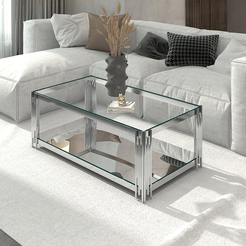 !nspire Estrel 301-630CH Rectangular Coffee Table - Silver IMAGE 2