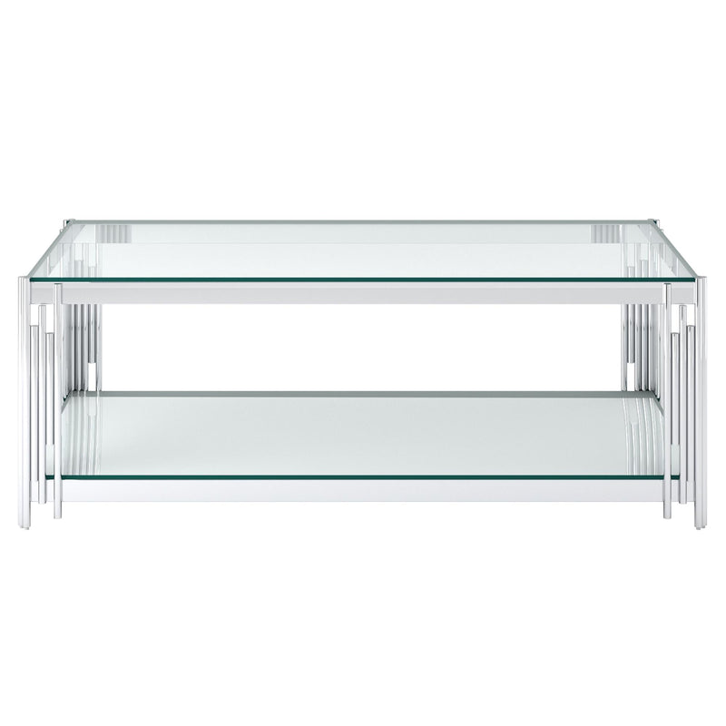 !nspire Estrel 301-630CH Rectangular Coffee Table - Silver IMAGE 3