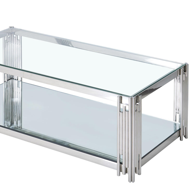 !nspire Estrel 301-630CH Rectangular Coffee Table - Silver IMAGE 7