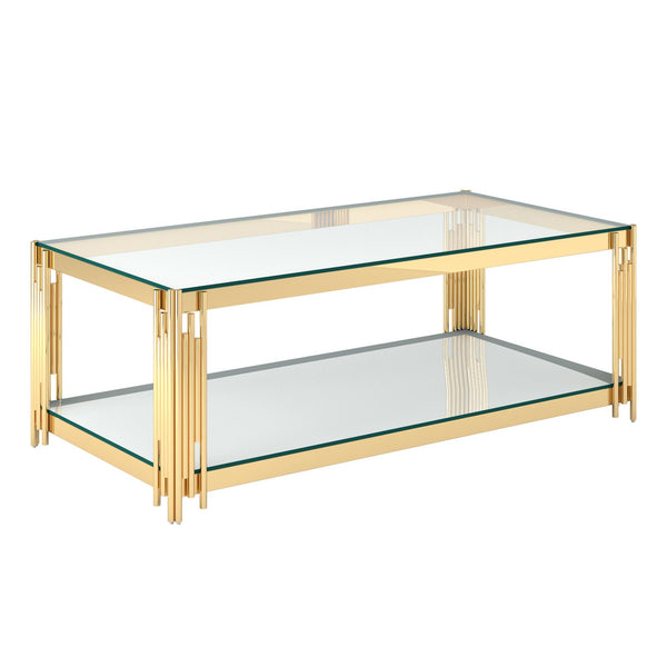 !nspire Estrel 301-630GL Rectangular Coffee Table - Gold IMAGE 1