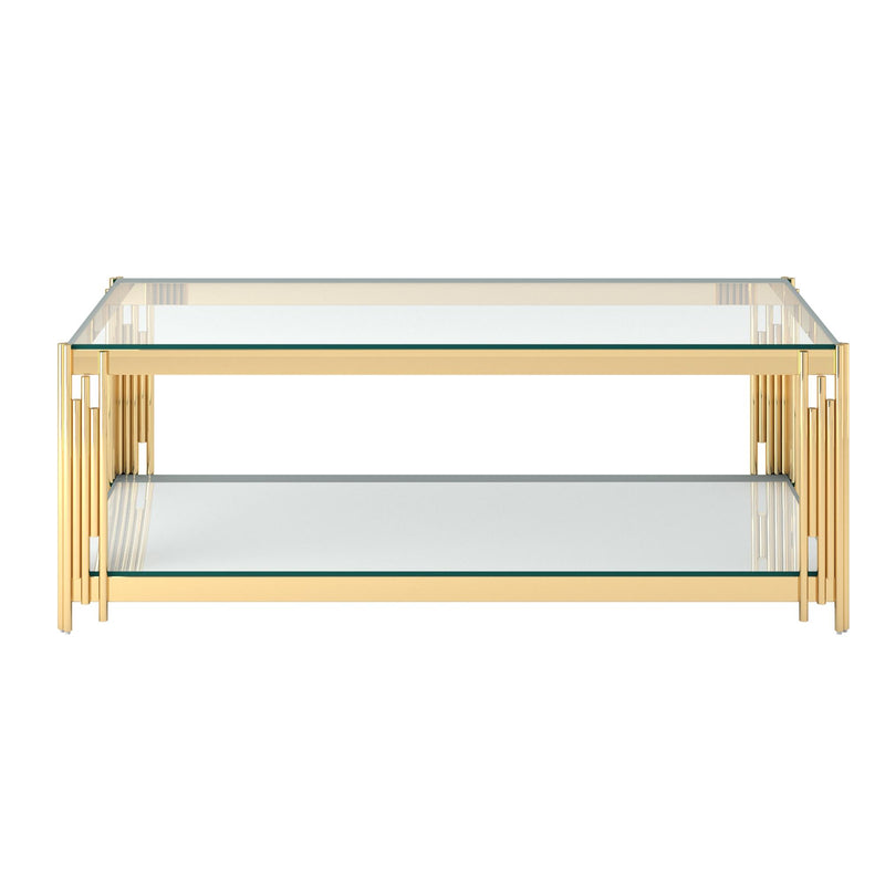 !nspire Estrel 301-630GL Rectangular Coffee Table - Gold IMAGE 3