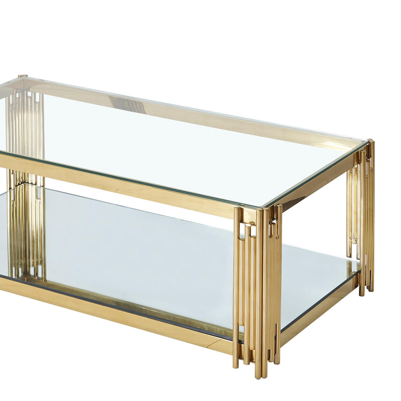 !nspire Estrel 301-630GL Rectangular Coffee Table - Gold IMAGE 6