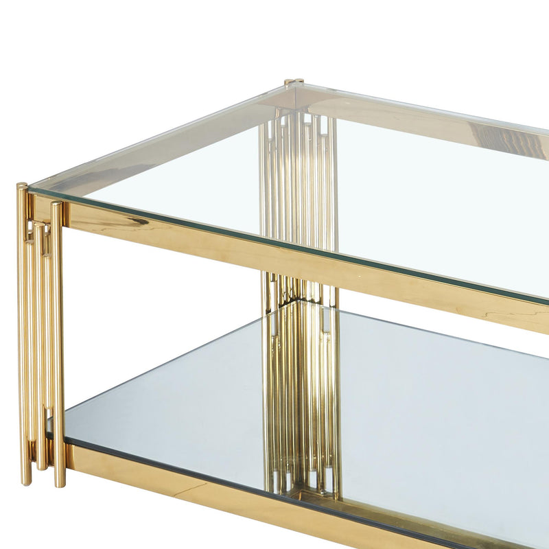 !nspire Estrel 301-630GL Rectangular Coffee Table - Gold IMAGE 7