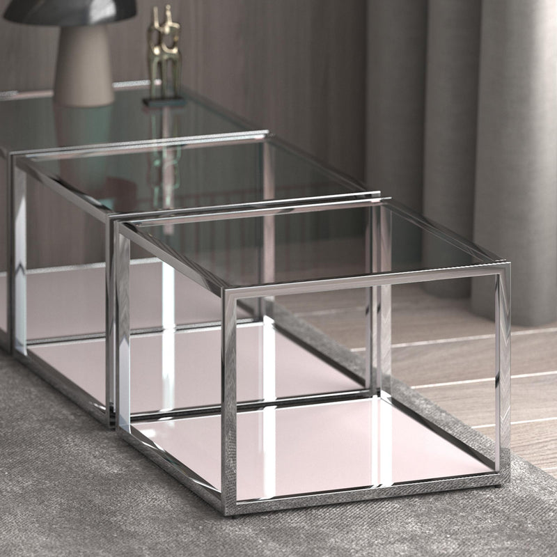 !nspire Casini 301-632CH_S Small Square Coffee Table - Silver IMAGE 2