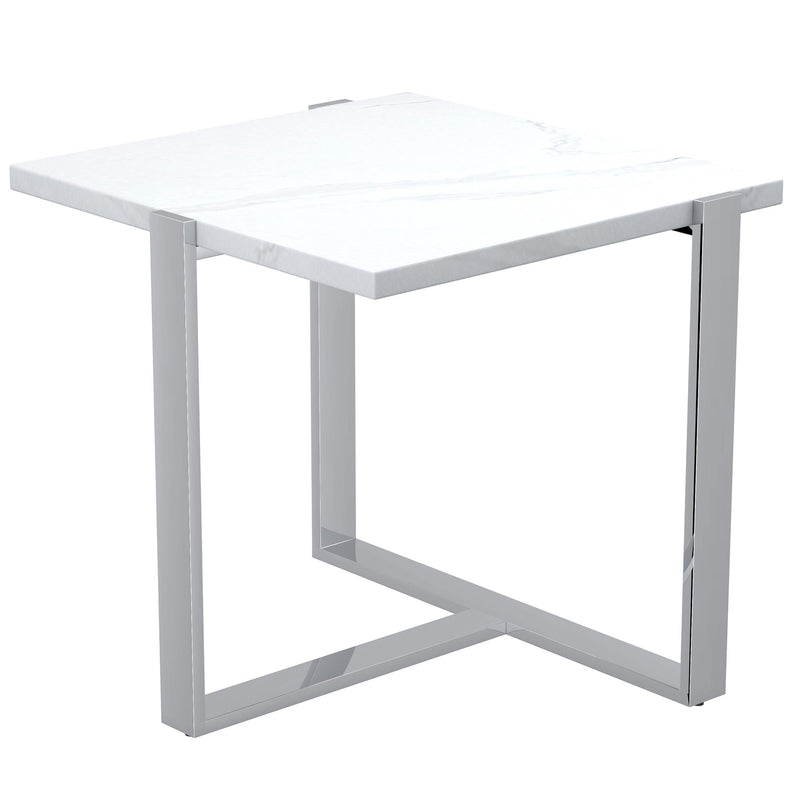 !nspire Veno 501-624WT_CH Accent Table - White and Silver IMAGE 1