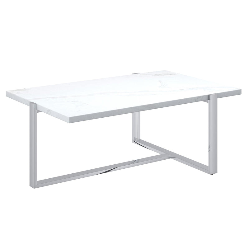 !nspire Veno 301-624WT_CH Coffee Table - White and Silver IMAGE 1