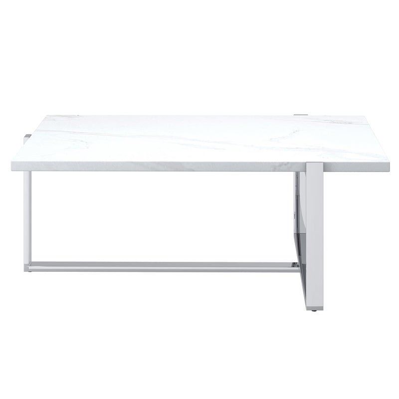 !nspire Veno 301-624WT_CH Coffee Table - White and Silver IMAGE 3