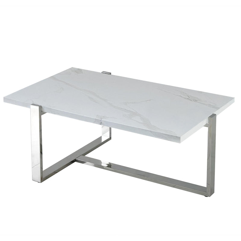 !nspire Veno 301-624WT_CH Coffee Table - White and Silver IMAGE 6