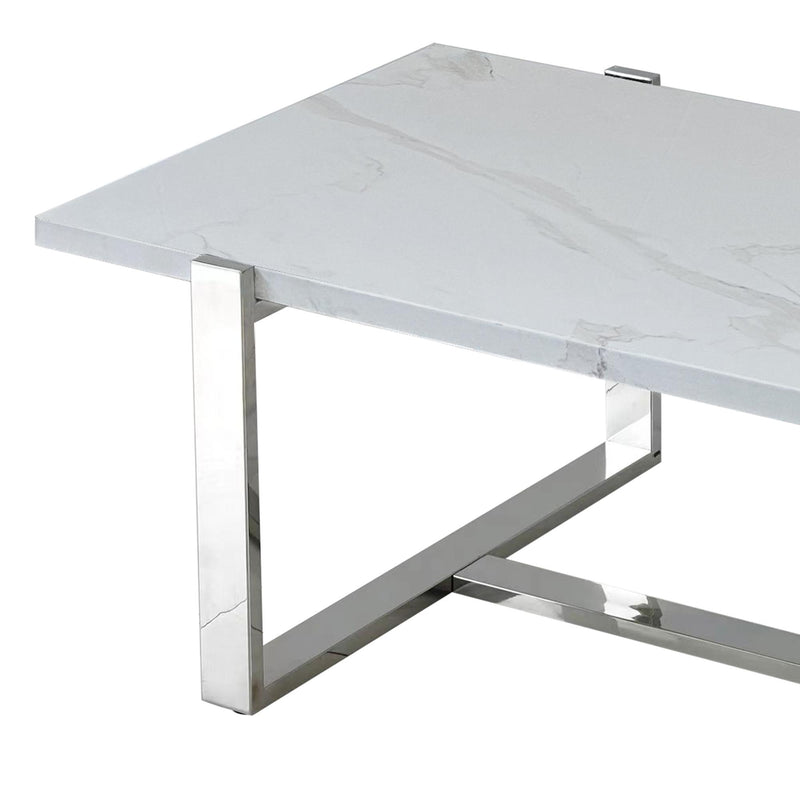 !nspire Veno 301-624WT_CH Coffee Table - White and Silver IMAGE 7