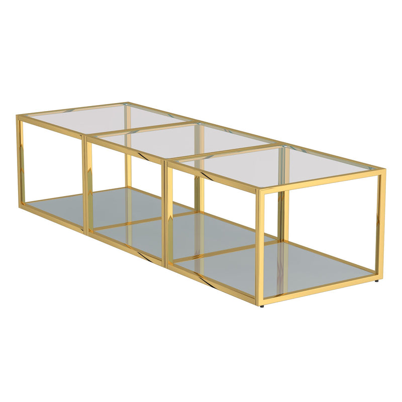 !nspire Casini 303-632GL_S 3pc Small Coffee Table Set - Gold IMAGE 1